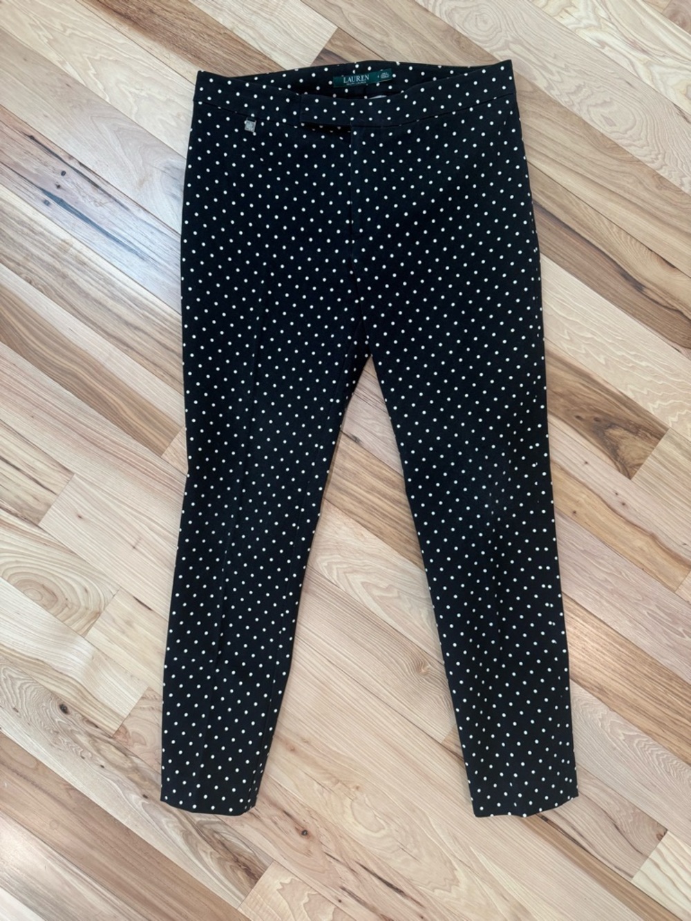 Lauren Ralph Lauren Black Polka Dot Slim Ankle Pants Size 6